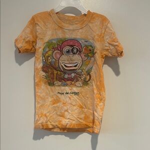 Vibrant Orange Short Sleeve Tee with Cartoon Graphic